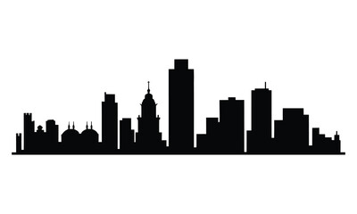 Naklejka premium Santiago City Skyline Silhouette, Vector, Icon, Logo, White Background.