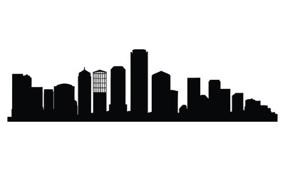 Fototapeta premium Houston City Skyline Silhouette, Vector, Icon, Logo, White Background.