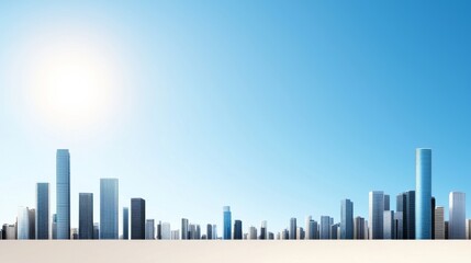 Obraz premium Modern City Skyline under a Bright Sunny Sky A Panoramic View of Urban Architecture