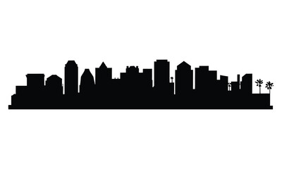 Fototapeta premium Phoenix City Skyline Silhouette, Vector, Icon, Logo, White Background.