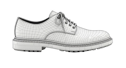 Isolated Shoe Model Wireframe