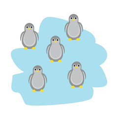 world Penguin Day, little penguins on an ice floe, sticker, penguin day symbol, flat vector illustration on a white background