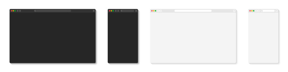 Browser window template. Empty web page mockup. Web browser window interface.