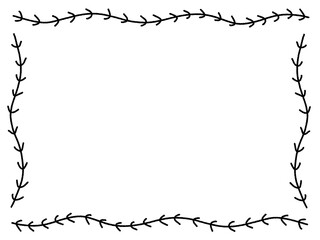 手描きのうねる蔦イメージのフレーム　レトロ・ボタニカル