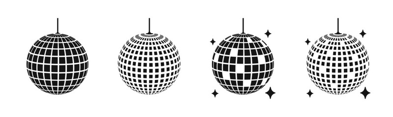 Disco ball vector icon. Nightclub Disco ball. Glittering disco ball icons. Shining mirror sphere for nightclub party.v