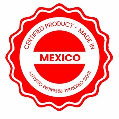 This is a pixel design illustrating the concept of country stamps for certified products made in Mexico, symbolizing authenticity, quality assurance, and national branding.