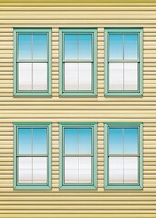 windows on a white wall
