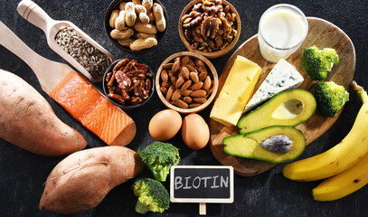 Composition with food products rich in biotin
