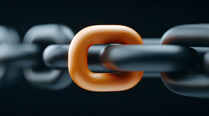 Close Up of a Rusty Orange Link in a Black Metal Chain