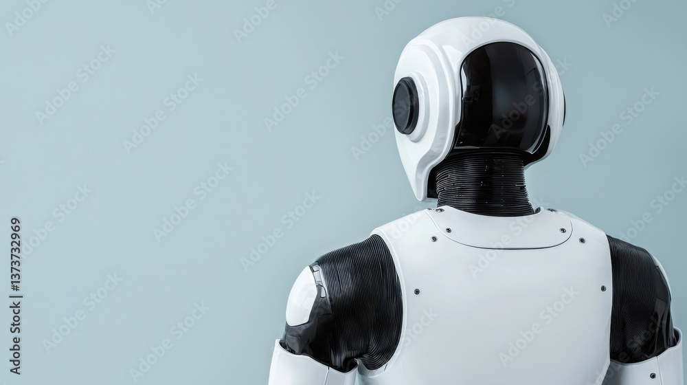 Poster futuristic robot displaying advanced technology and ai innovation, symbolizing progress and modern s