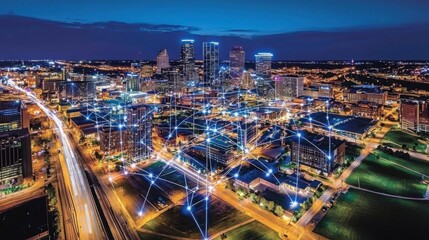Obraz premium Nighttime view of atlanta city lights illuminating the urban landscape as a hub for arvr innovations and developments