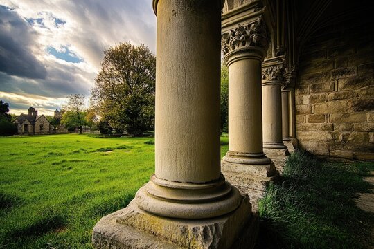 Mizzou Columns. Historic Church Columns in Old English Garden