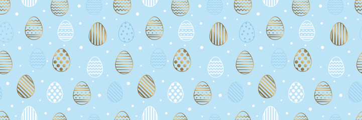 Fototapeta premium Easter seamless pattern with golden eggs. Background in modern style. Vector illustration