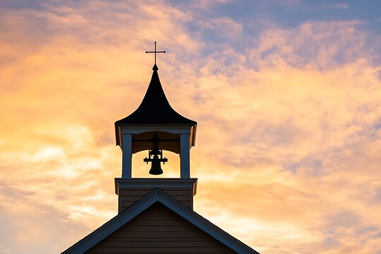 church steeple at sunset