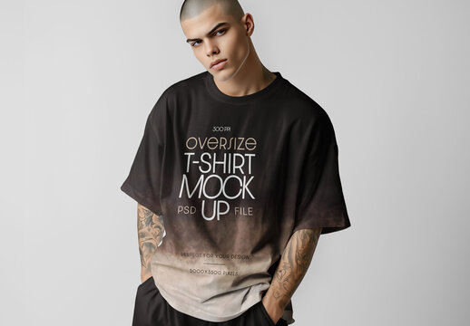 Male Oversize T Shirt Mockup