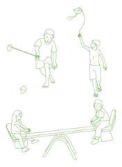  little kids are playing on the street