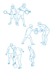 children play sport football, tennis