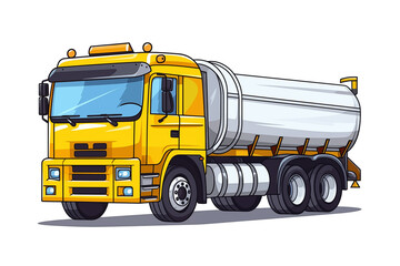 Yellow tanker truck isolated on transparent background. 