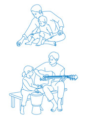 dad and daughter sing at home