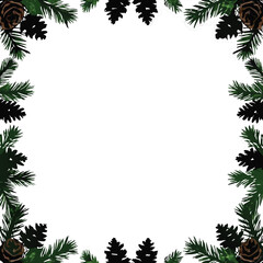 Obraz premium Christmas Pine Branch Frame Border for Holiday Greeting Card Design