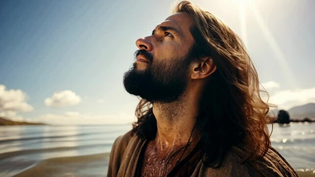 The messenger and precursor of Jesus Christ the Baptist the advertiser of Jesus Christ next to the Jordan River 4K