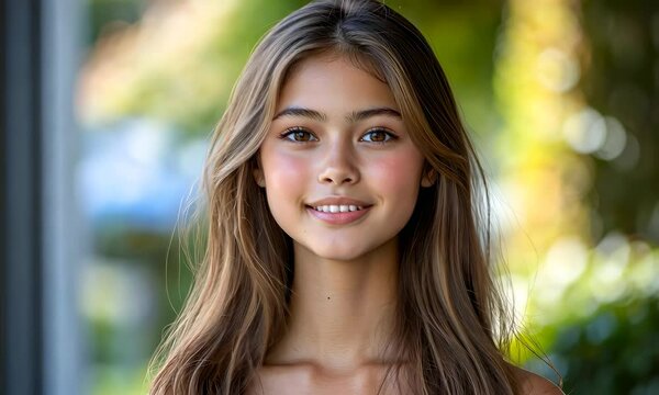 Young beautiful asian girl student smiling to camera 