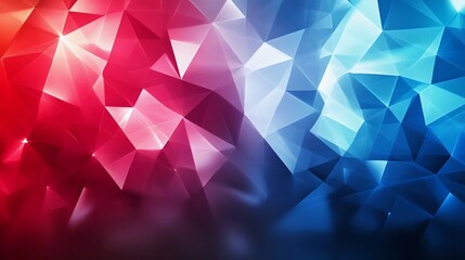 Naklejka premium Abstract geometric background featuring vibrant red and blue triangular patterns, perfect for digital designs and technology themes.