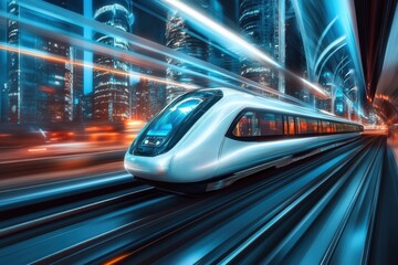 Ultra-fast bullet train with a sleek aerodynamic design