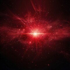 Fototapeta premium Cosmic Explosion in Red with Stars and Nebulae in the Background