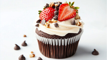 Delicious Chocolate Cupcake with Strawberry Topping