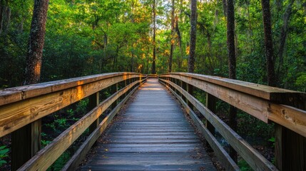 Ocala National Forest: Wooden Boardwalk Hiking Trail in Juniper Spring, Florida