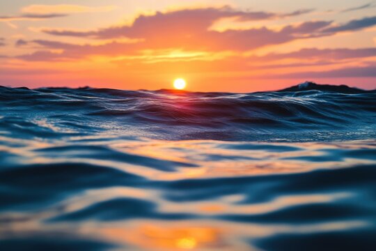 Ocean Sunset. Tranquil Seascape with Vibrant Sky during Sunset