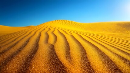 Fototapeta premium Golden sand dunes under blue sky