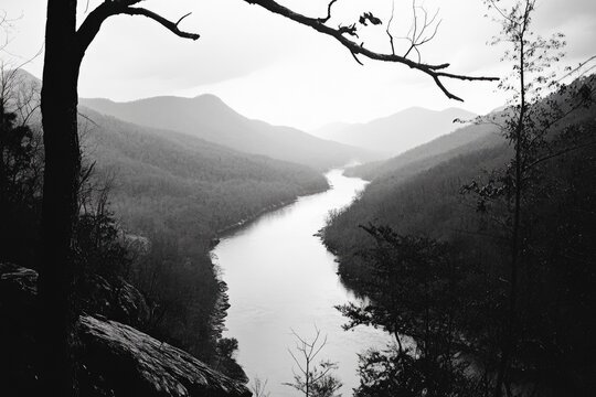 Ocoee River Tn. Scenic Mountain Landscape with Flowing River Stream