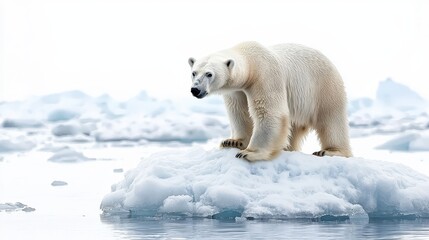 Fototapeta na wymiar Majestic Polar Bear Standing on Iceberg in Arctic Environment