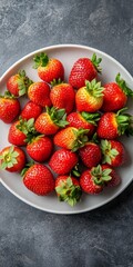 Fresh Juicy Ripe Red Strawberries on a Plate, Healthy Summer Berries, Delicious Snack
