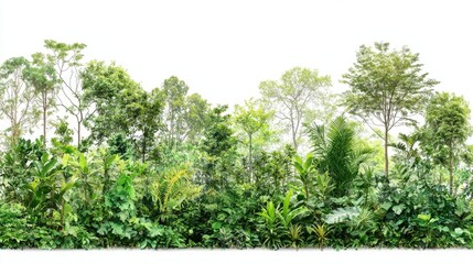 Lush Tropical Forest Background with Vibrant Greenery and Trees