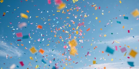 Sky filled with colorful festival confetti.