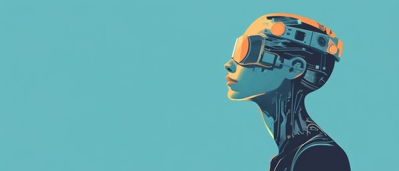 Naklejka premium Bionic enhancements, cybernetic human evolution, flat design illustration