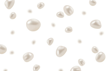 Falling Pearl isolated on white background, selective focus