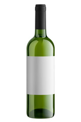 Wine Bottle isolated on white background, full depth of field