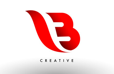 B red letter logo design icon. Creative curved swoosh B letter icon vector