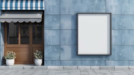 Fototapeta premium Showcase your logo and brand with this customizable signboard mockup. Design and display your text and logo on this blank sign against a realistic shop wall background.