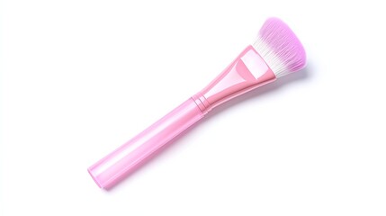 Stylish pink makeup brush isolated on a white background, perfect for beauty and cosmetic applications.