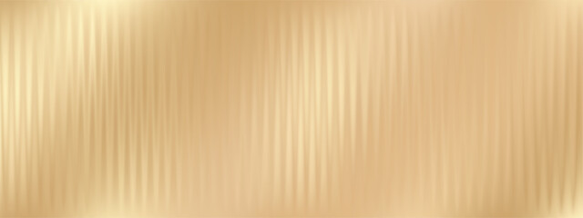 Corrugated, fluted golden glass vector texture. Ribbed plastic gradient background