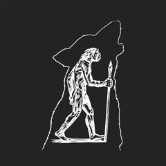 Bigfoot or Caveman Sketch Drawn Vector	