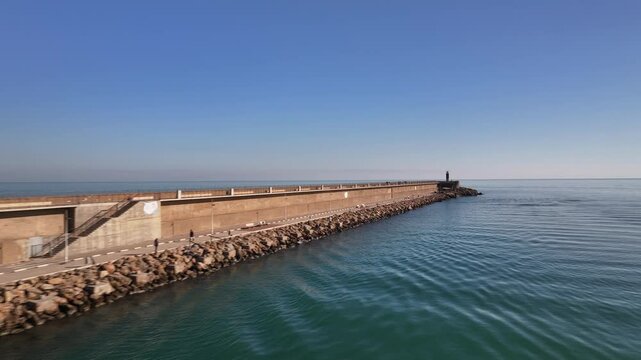 Faro del Grao en el Puerto de Gandia, Valencia, Comunidad Valenciana