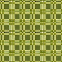 Hand painted illustration watercolor Olive green stripes on olive background. Checkered seamless pattern. Plaid material. For fabric, sketchbook, wallpaper, wrapping paper, bags, cards, banner, cotton