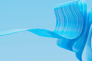 Abstract glass textured waves in blue with a fluid and modern design