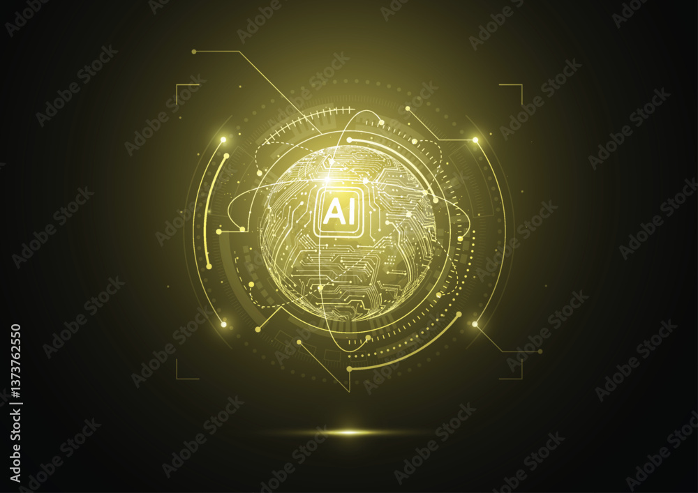 Wall mural abstract global network connection. artificial intelligence concept of global business. vector illus